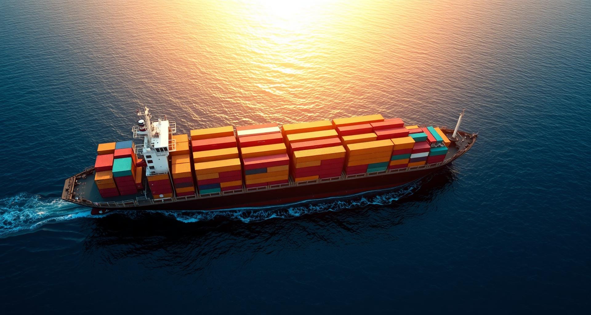 Cargo ship at sea